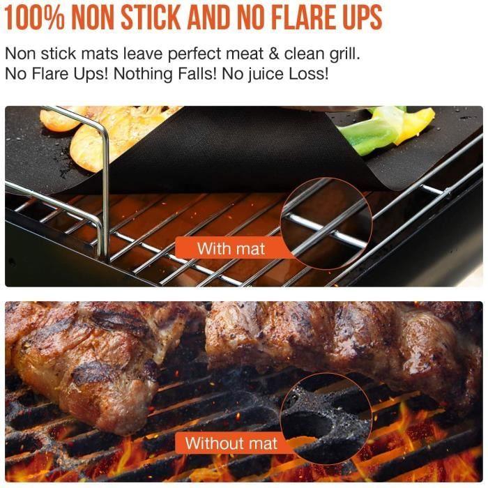 Planchas for Barbecue CLYCTIP Cooking Mats for Barbecue and Oven,Set of 5,40cm*33cm Non-stick BBQ Sheets E 2640