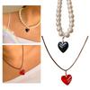 Elegant Big White Imitation Pearls Bead Necklace for Women Heart Shape Clavicle Chain Sweet Wedding Party Jewelry