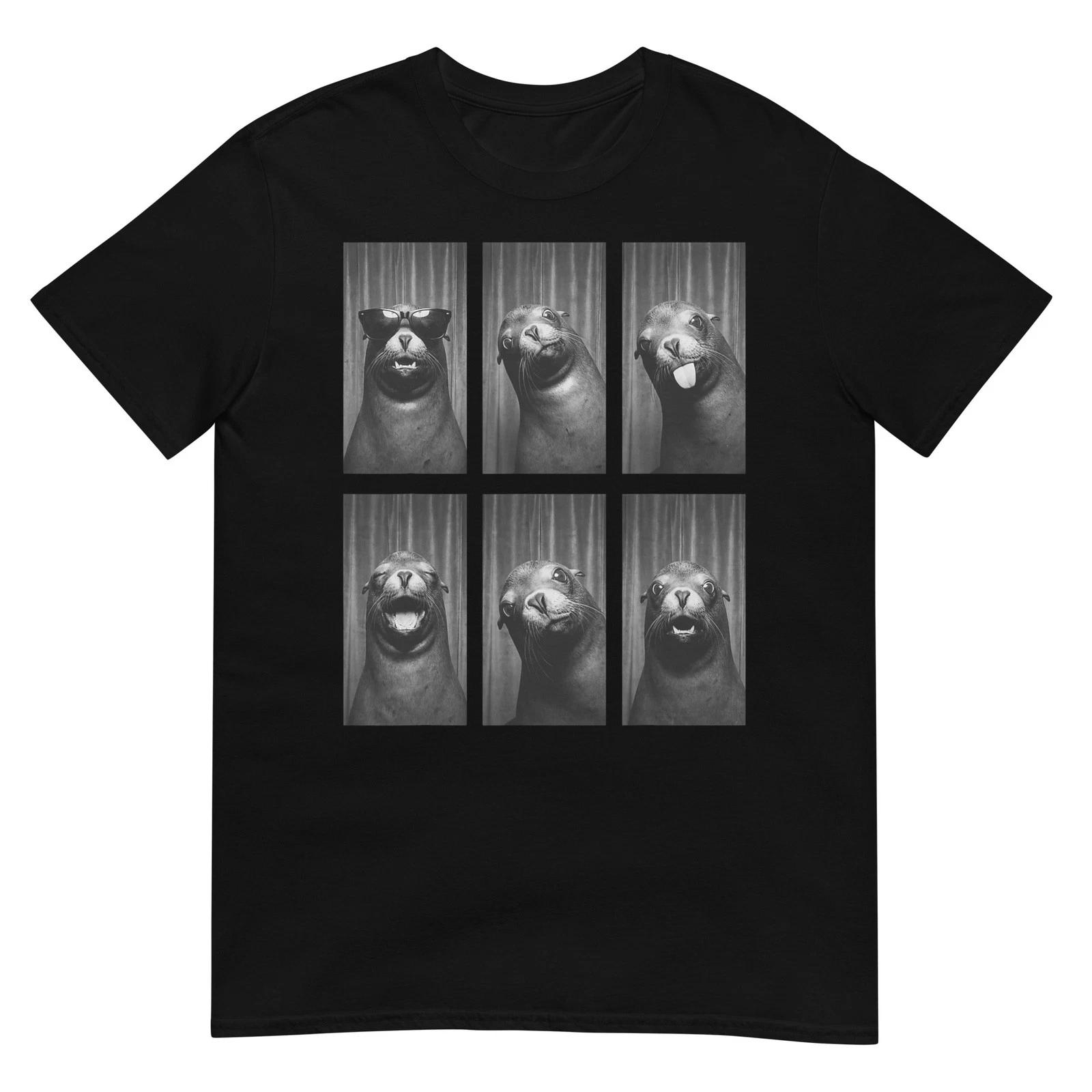 Sea Lion Photobooth Funny Ocean Animal Portrait T-Shirt L
