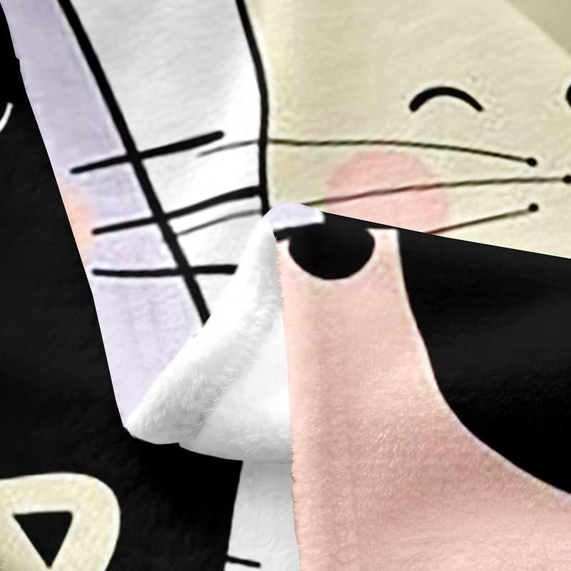 Cute Cat Print Blanket Home Travel Camping Blanket Single Layer Flannel Shawl Blanket Soft Cartoon Fleece Blanket