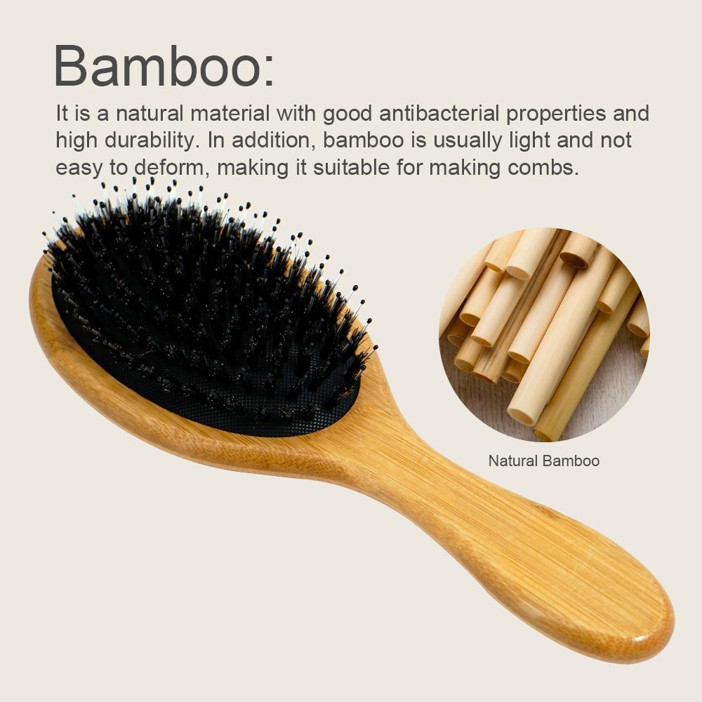 Bamboo Handle Air Cushion Hair Brush - Anti-static Scalp Massage Comb, Detangling for All Hair Types, Daily Hair Care Tool