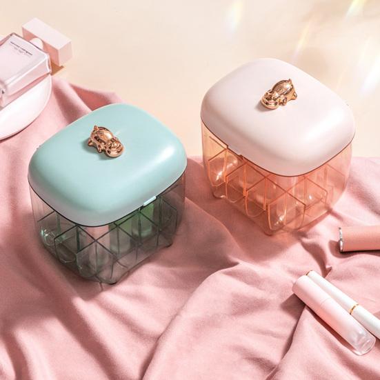 Cosmetics Storage with Lid Practical Built-in Makeup Mirror Lipstick Holder Makeup Organizer Case Lipstick Box