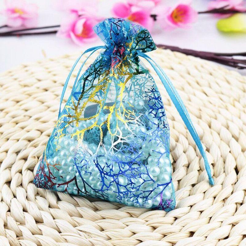 Fashion New Korean Cute Wedding Party Favor Candy Gift Bag Organza Jewelry Pouch Coralline
