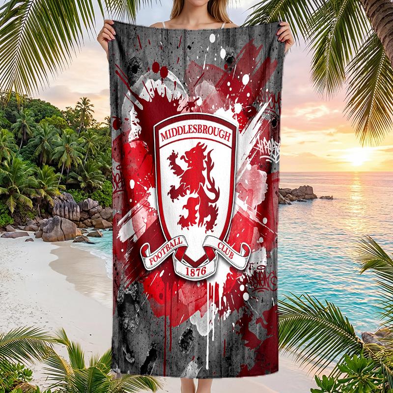 Stampa Middlesbrough FC Asciugamano da Spiaggia Quick Dry Microfibra Assorbente Portatile da Viaggio Asciugamano per Nuoto