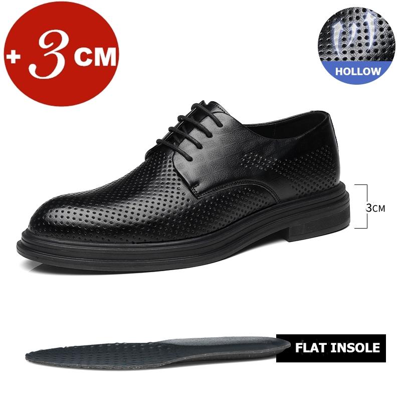 Summer Elevator Shoes Men Dress Shoes 3/6/8 Cm Men Formal Shoes Hollow Classic Business Luxury Men Oxfords Footwear Suit Shoes