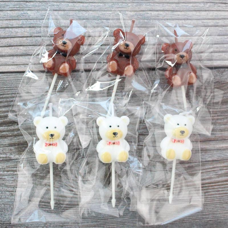 Bag Cartoon Couple Little Bear Candles INS Style Creative Candle Bow Tie Party Dressing Supplies