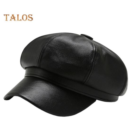 Ženy Jaro Léto Baret Retro Jednobarevné Umělá kůže Krátký okraj Dekorativní Ochrana proti slunci Anti-UV Prodyšný Lady Painter Klobouk Unisex osmihranná čepice