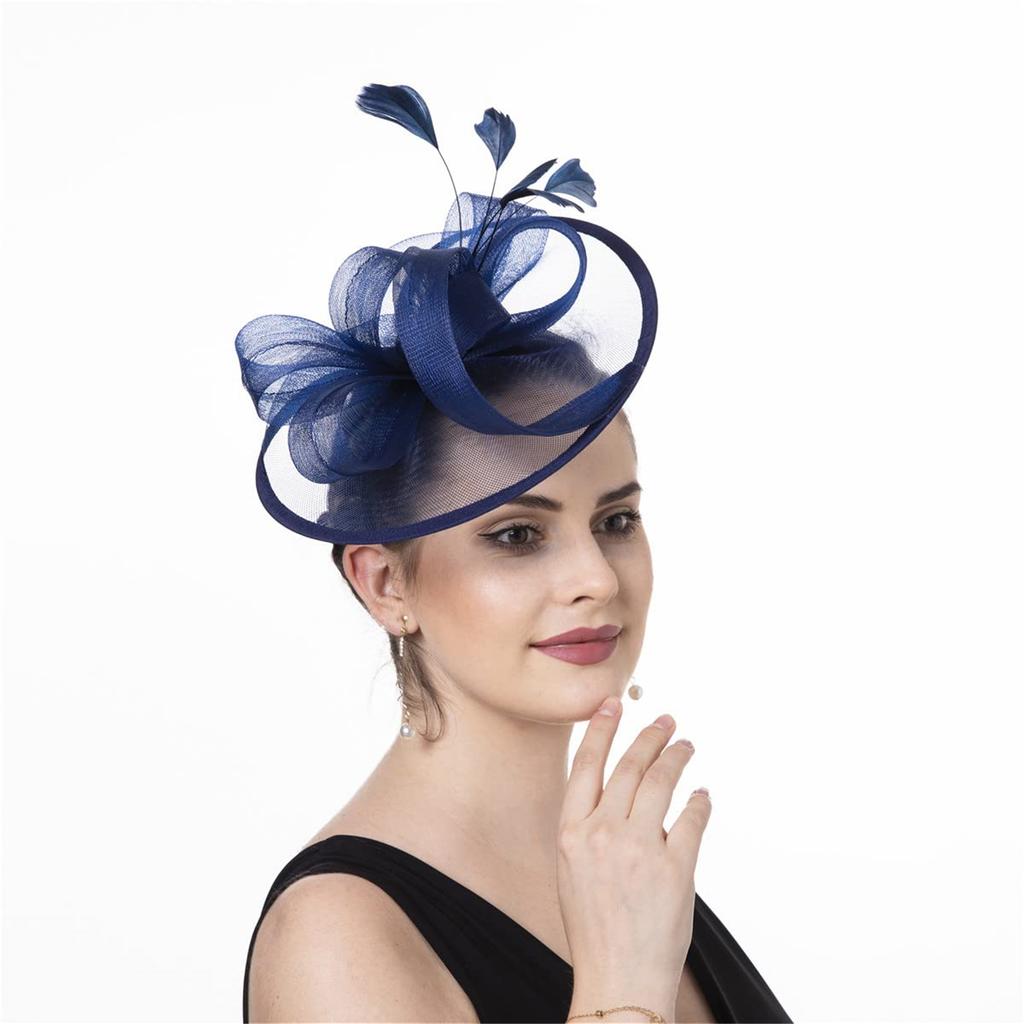 Feather Headpiece Breathable Fascinator Hat With Headbands and Clip For Themed Event Cocktail Wedding Costumes
