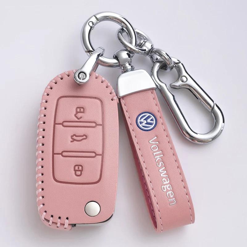 

Для VOLKSWAGEN VW Шкіряний Чохол для Розумного Ключа Автомобіля Повний Чохол для Ключа Автомобіля Для Volkswagen VW Polo Bora Beetle Tiguan Passat B5 B6 B7 Golf E