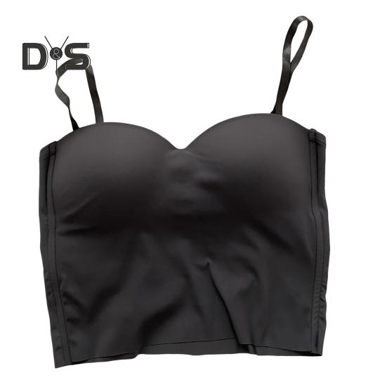 Chaleco de seda de hielo con almohadilla para el pecho correas ajustables parte de atrás bonita camisola Top de tela elástica Tops de fondo