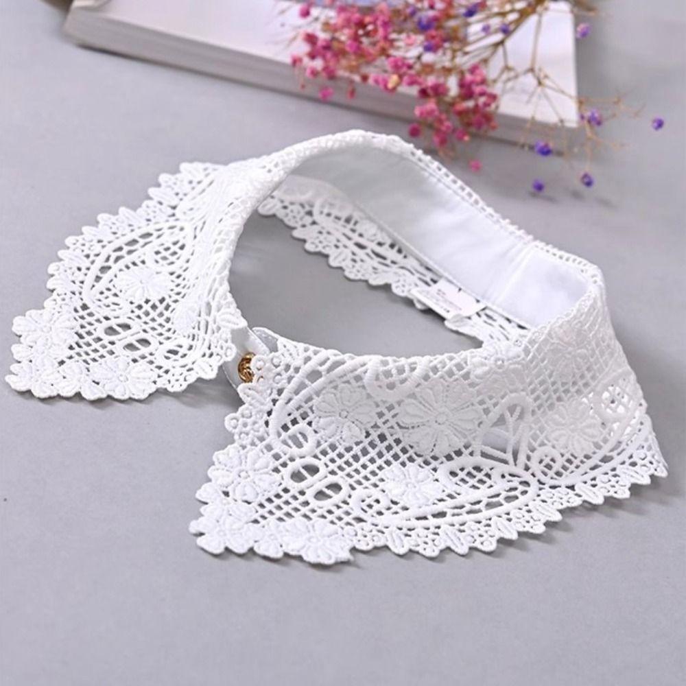 Black White Fake Collar Lace Floral Decoration Collar New Clothes Trim