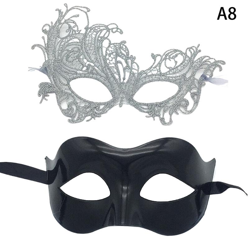 2Pcs Elegant Black Lace Masquerade Mask Set For Couples Perfect For Venetian Party Mardi Gras And Halloween Celebrations