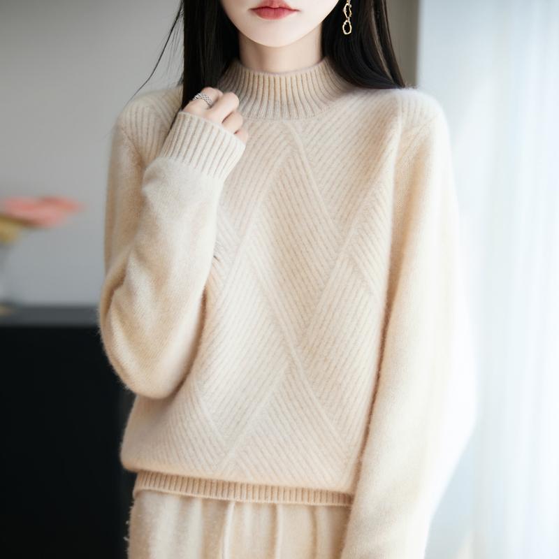 Damen Pullover 100% Wolle MODERN NEW SAGA Rollkragen Strickpullover Dicke Winterpullover Damen Strickoberteile