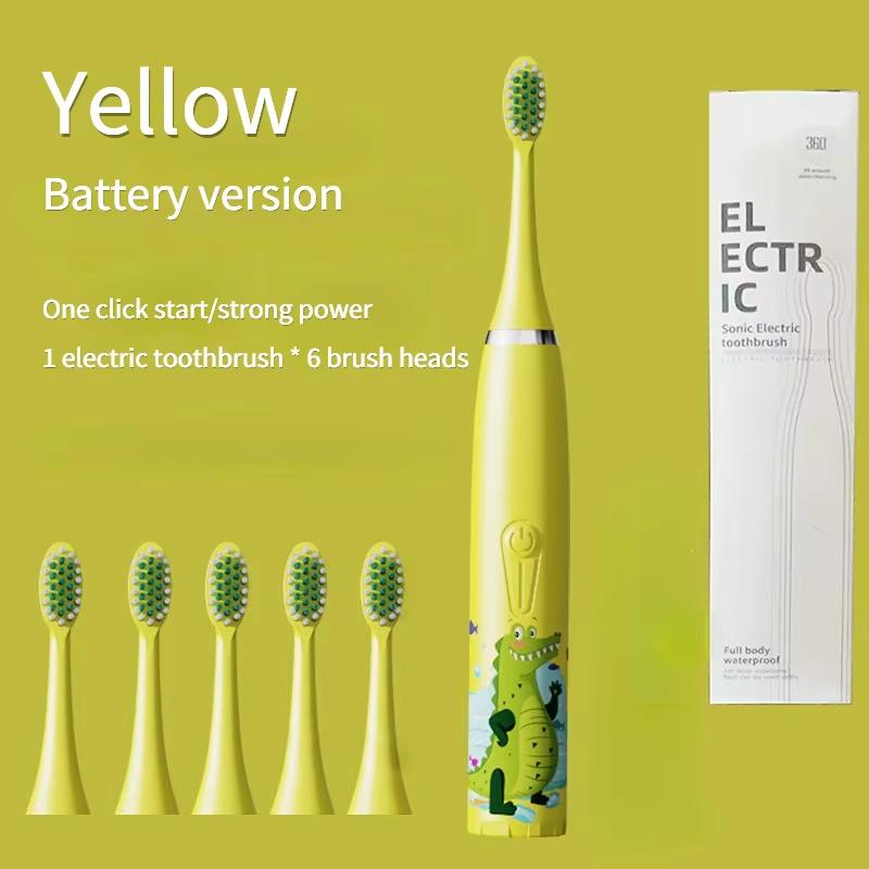 Children's Electric Toothbrush with 5 Replacement Heads Kids Cartoon Ultrasonic Sonic Battery Tooth Brushes Electric Toothbrush