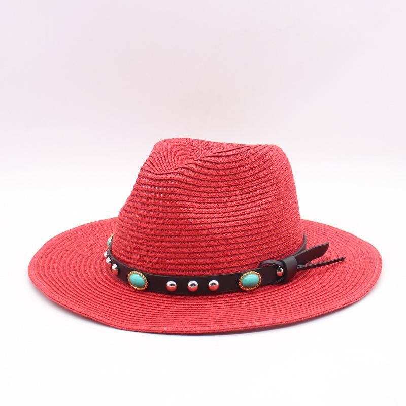 Summer men's and women's sunscreen straw hat sunshade Panama top hat seaside straw wide brim sun hat travel beach hat