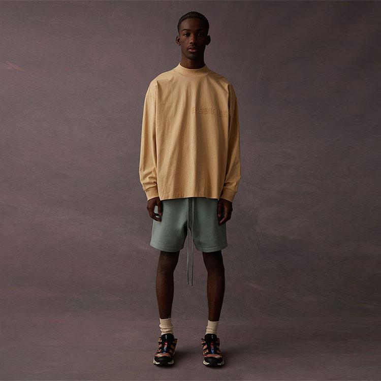 Fear of God Essentials Long-Sleeve Tee Sand Unisex Tops Tan 125BT222014F