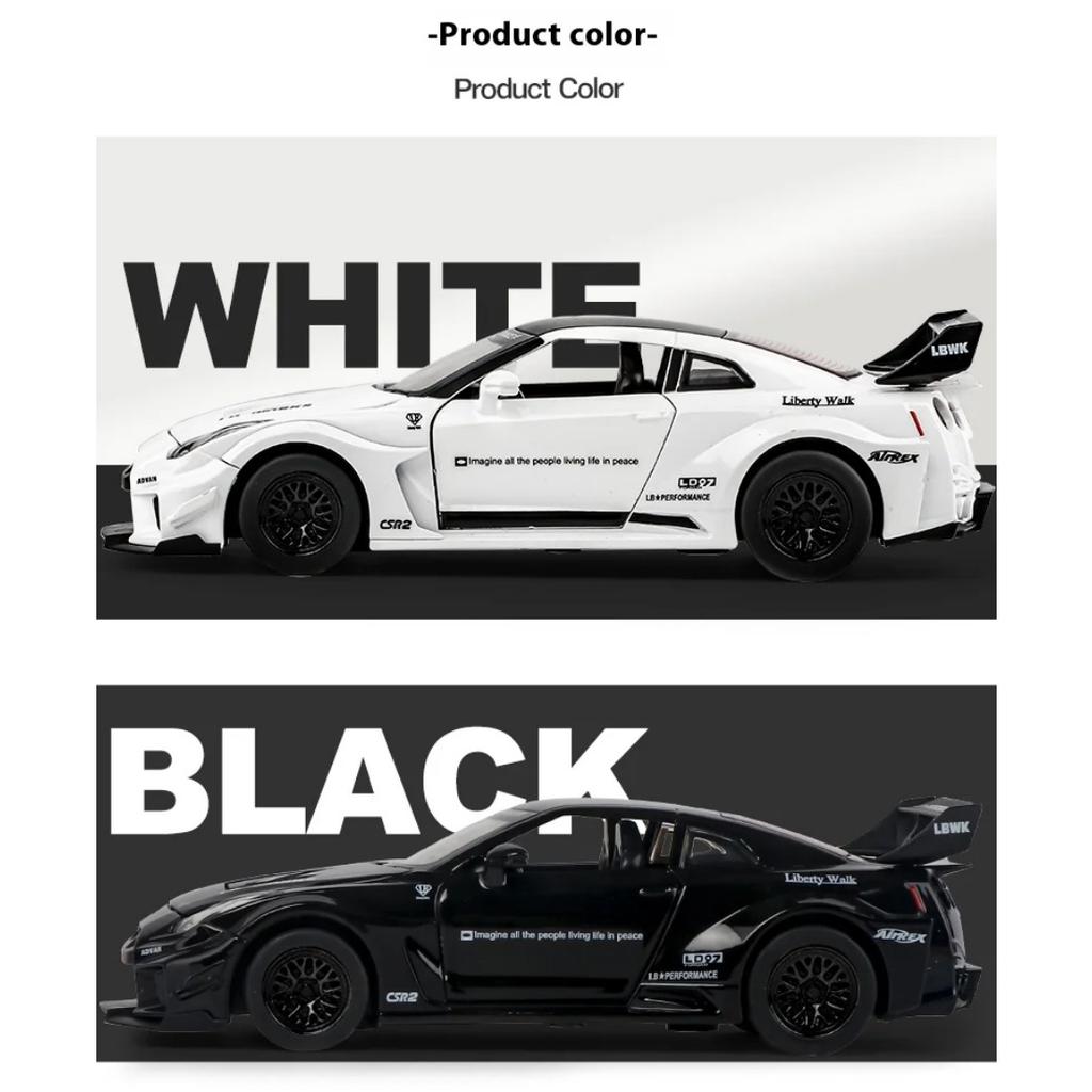 1/32 Scale Skyline Nissan GTR CSR2 Alloy Sports Car Model Die-cast Metal Toy Racing Model Simulation Sound and Light Children's Gift