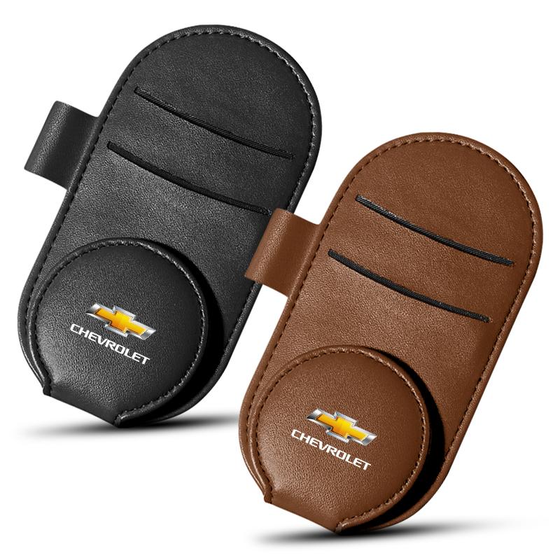 Leather Car Glasses Clip Sun Visor Multi-function Sunglasses Clip For Chevrolet Cruze Malibu Sail Spark Captiva Equinox Trax AVEO Lova