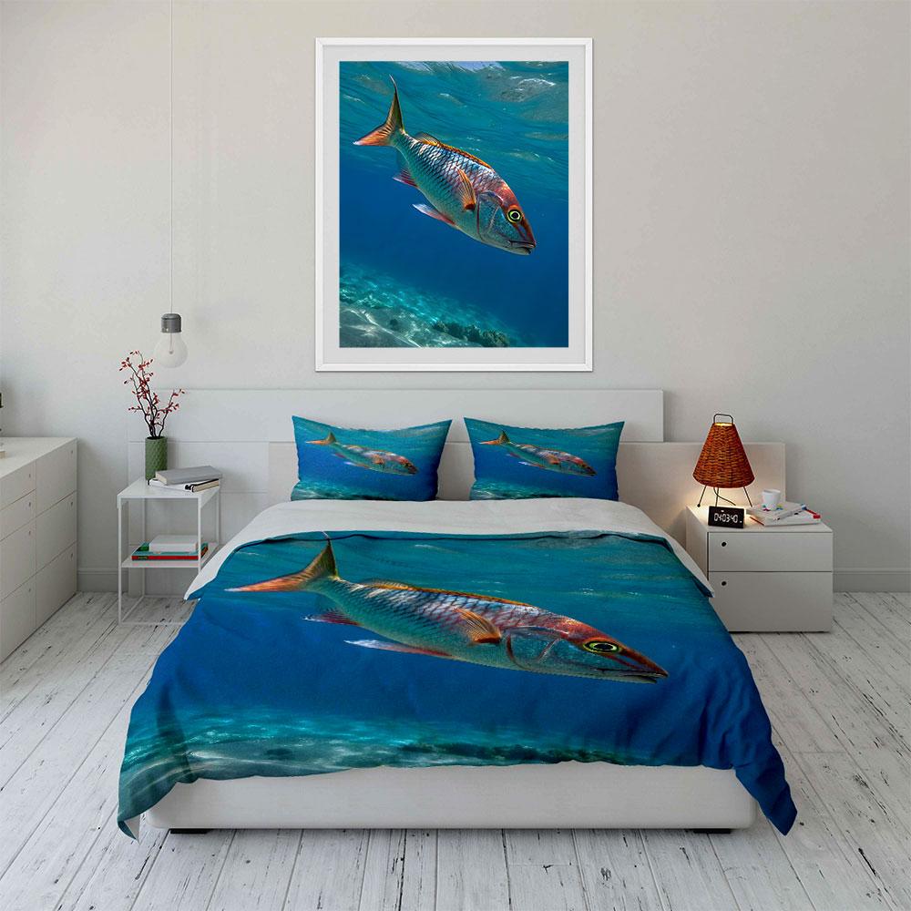 Colorful Marine Fish Decor Set Multiple Sizes Kid'S And Adults' Bedroom Exquisite 3Pc Bedding Set, Gift