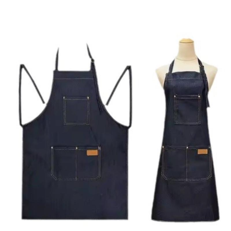 Lightweight Denim Jean Tool Apron With Pockets Waterproof Waxed Canvas Apron For Men And Women Adjustable Work Apron