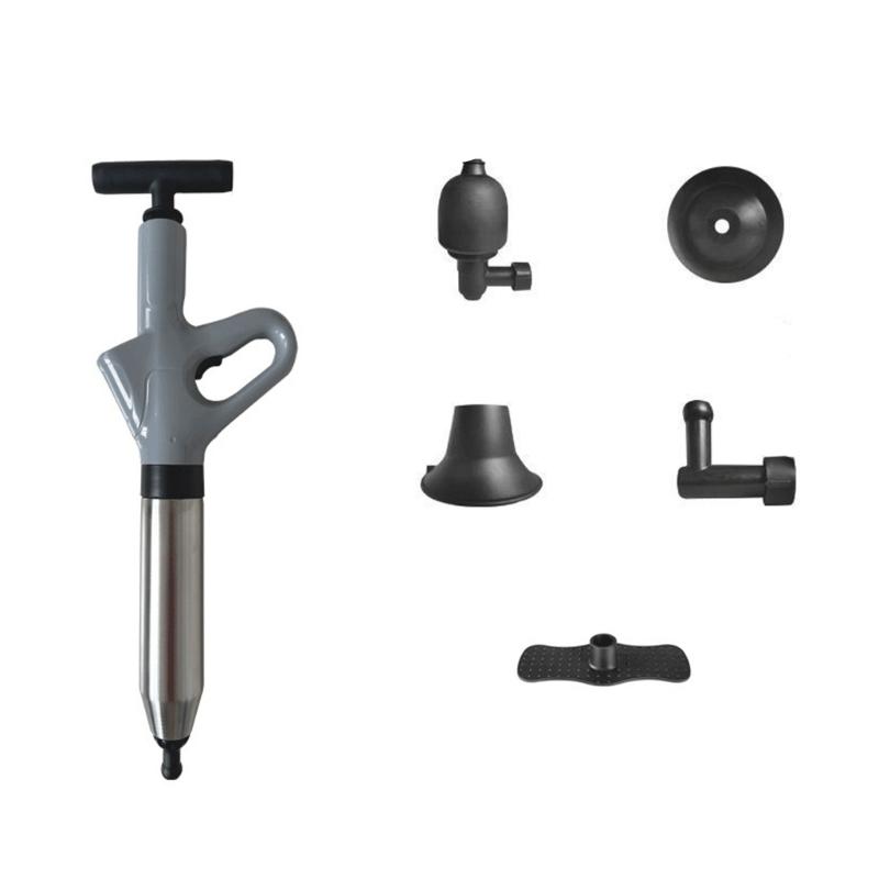 

Stainless Steel Toilet Drain Cleaner High Pressure Air Plunger 120PSI 8 kPa With 3 Nozzles For Sink Bathtubs Pipe Clogs сірий колір