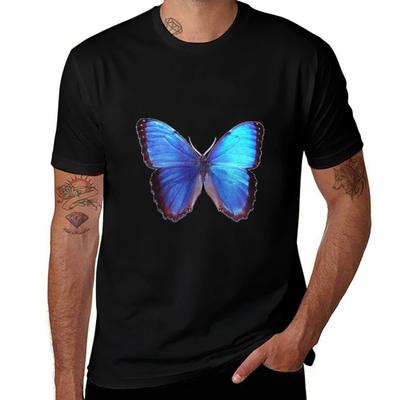 Blue Butterfly Tshirt Fashion Simple Casual Tee Shirt
