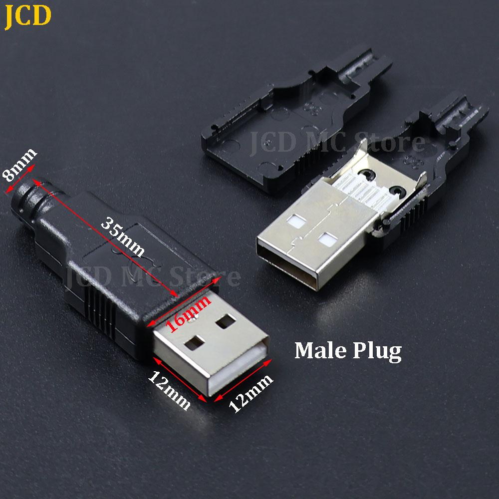 10-50Pcs USB Type A 4Pin Connector Male Female Socket With Black White Plastic Cover USB 2.0 Type-A 4 Pin Soldering DIY Kits