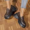 Women's Slip-on Round Head Deep Mouth Thick Heel Low Heel Single Shoes, Women 2024 Summer New PU Outdoor Shoes Size:35-41