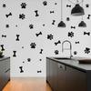 Cute Cartoon Dog Paw Print Bone Wall Sticker INS Style Self‑Adhesive for Kids Room Pet Shop Decor
