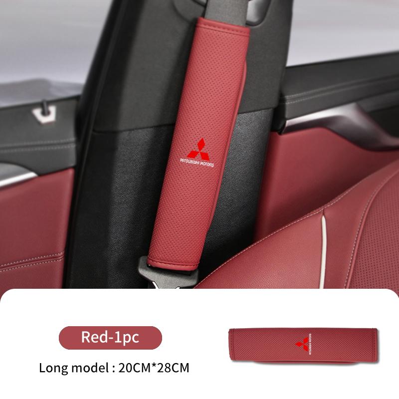 For Mitsubishi 1/2PCS Leather Car Seat Belt Protector Pad Shoulder Strap Cover Accessories Outlander Lancer Eclipse Mirage