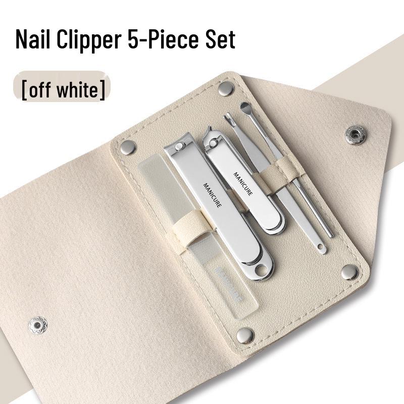 10-Piece Portable Manicure Set: Leather Case, Nail Clippers, File, Ear Pick, Cuticle Pusher.