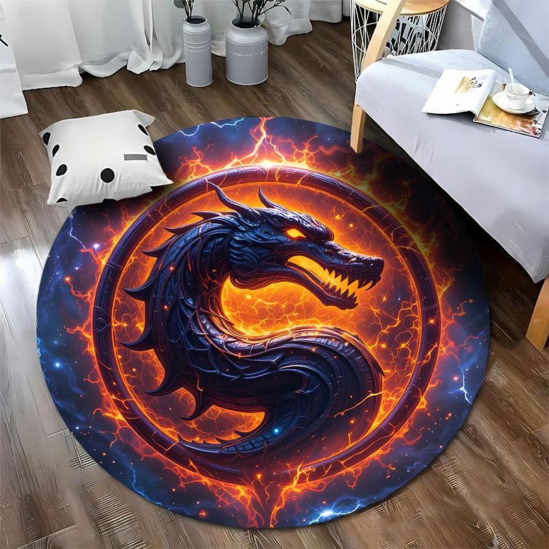 Free shipping!  Fiery Dragon Emblem Round Rug for Gaming Rooms  round carpet for home sofa bedroom, gift Diameter -60cm