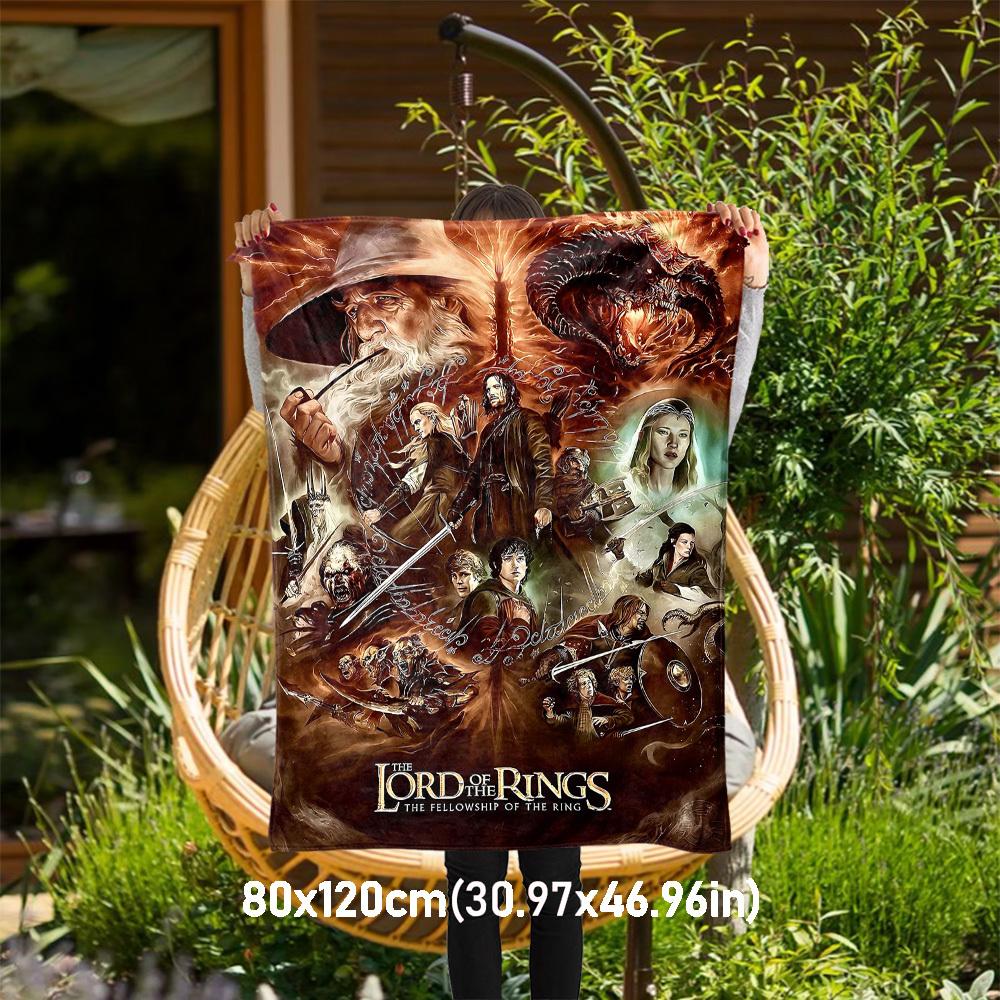 1PC Lord of the Rings Fellowship of the Ring Outdoor Flannel Blanket Soft Plush Decor for Picnics, camping,Bedroom, Playroom, Office1224A 80x120cm(31x47inch)