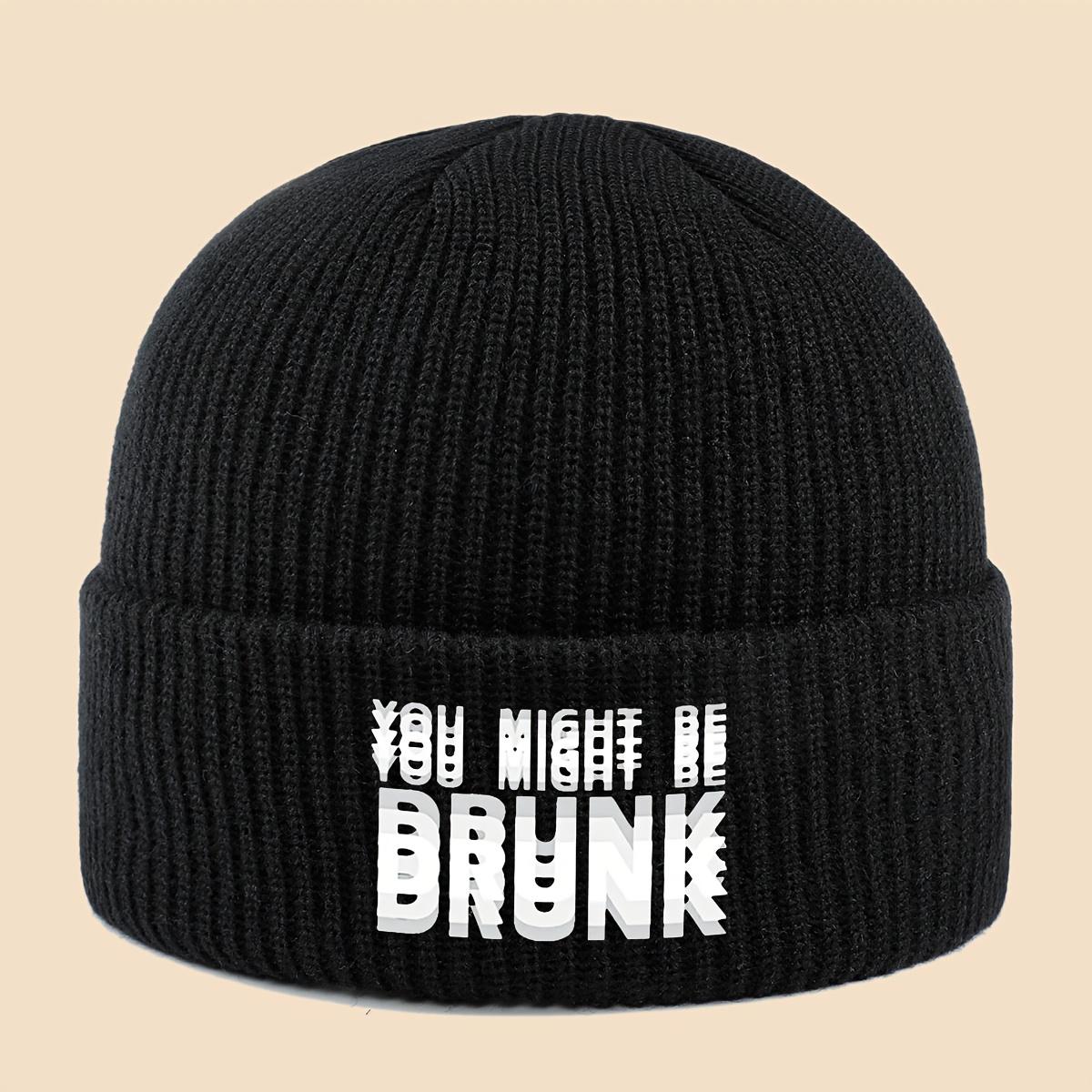 Letter Print Knitted Hat Warm outdoor trendy ski hat for autumn and winter чёрный