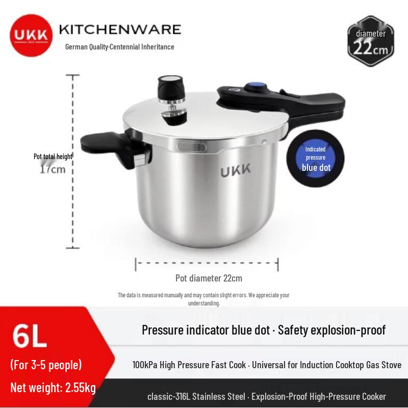 ukk 6L 316L Stainless Steel Pressure Cooker