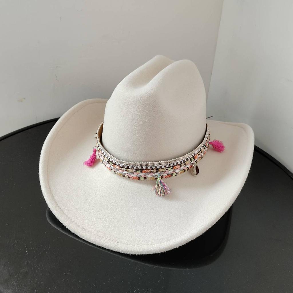New White Western Cowboy Hat For Men And Women Jazz Cowboy Hat Color Belt Accessories Panama Sombrero Hombre Hat