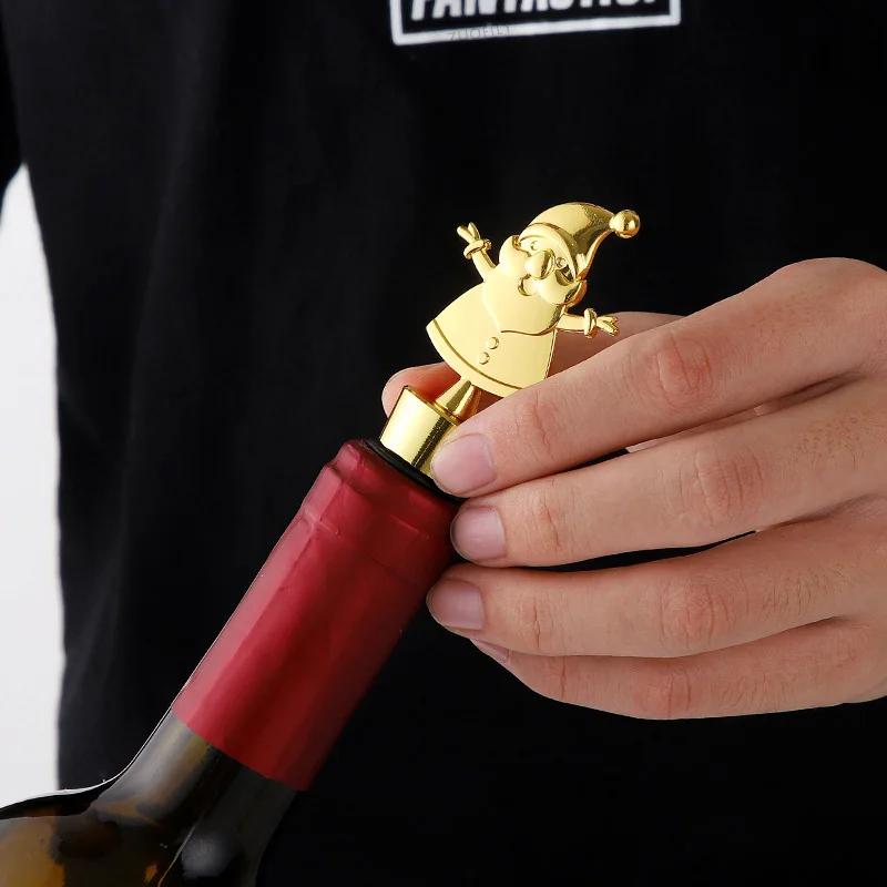 Wine Cork Leak-proof Bottle Stopper Christmas Elk Bottle Plug 3D Design Santa Claus Bottle Cork Easy Clean Wine Stopper