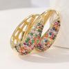 Luxurious Colored Synthetic Zirconia Inlaid Hoop Earrings for Women Vintage Golden Plated Banquet Wedding Jewelry Crafts