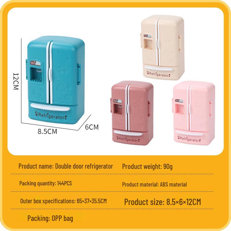 Mini Double-Door Refrigerator Dollhouse Toy 1:12 Kitchen Model Ornament