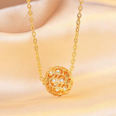 Niche Design Simple Hollow Transshipment Ball Necklace Women's Fashion Versatile Ball Collarbone Chain Temperament Elegant Jewelry