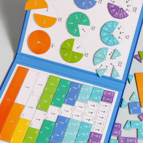 1/2 Sets Magnetic Fraction Demonstration Book Percentage Decimal Fraction Learning Magnetic Tiles Circles Educational Fraction Puzzle Teaching