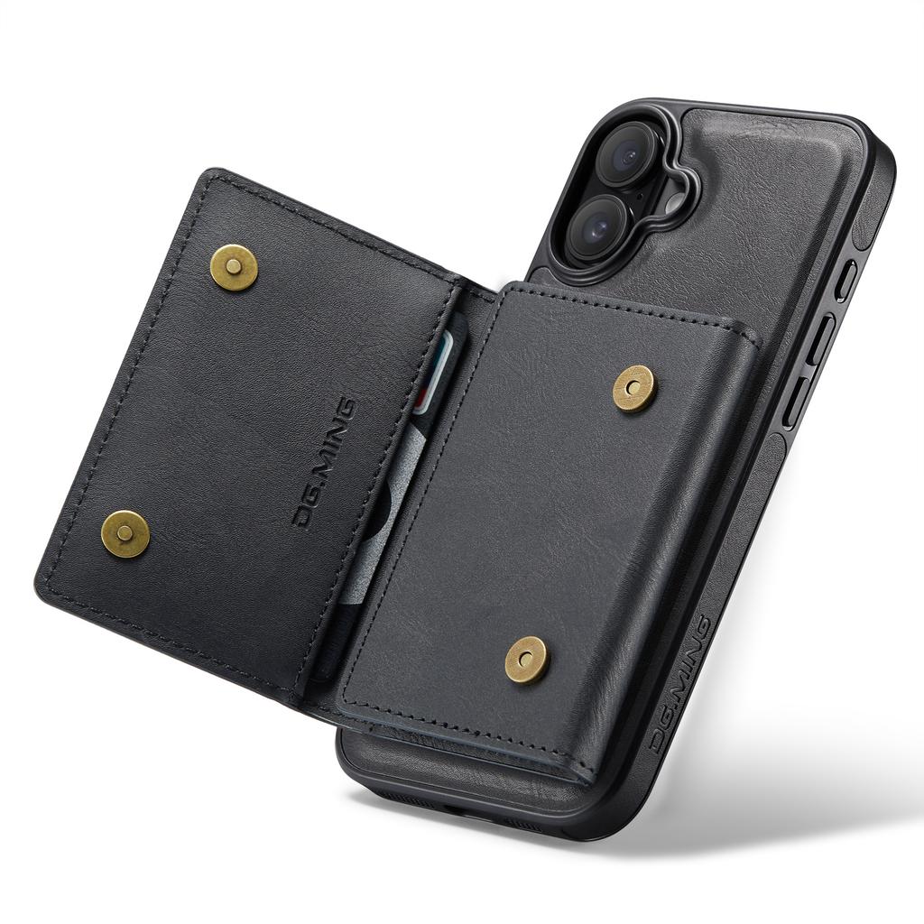 DG.MING M5 Series For iPhone 16 Case Detachable Magnetic Leather Phone Cover with Card Slots