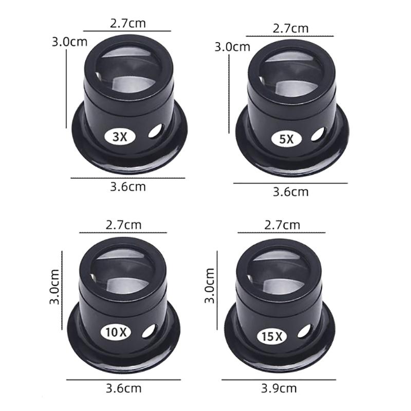 1/4Pcs 3X/5X/10X/15X/20X Eye Loupe Magnifiers Watch Repair Tool Kit Jewelry Loupe Eyepiece Magnifiying Glass Watchmaker Tools