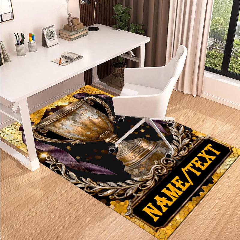 1PC Custom Name Victory Trophy Celebration Theme Floor Mat Ideal for Living Room, Game Rooms, Office, Bedroom,Floor Mat Playful Design