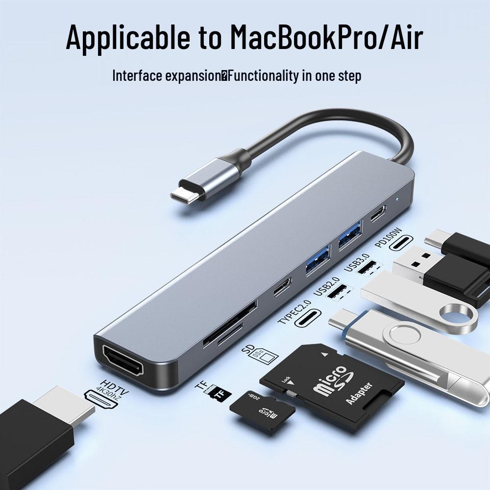 Type-C to 4K HDMI 7-in-1 Hub Docking Station Converter