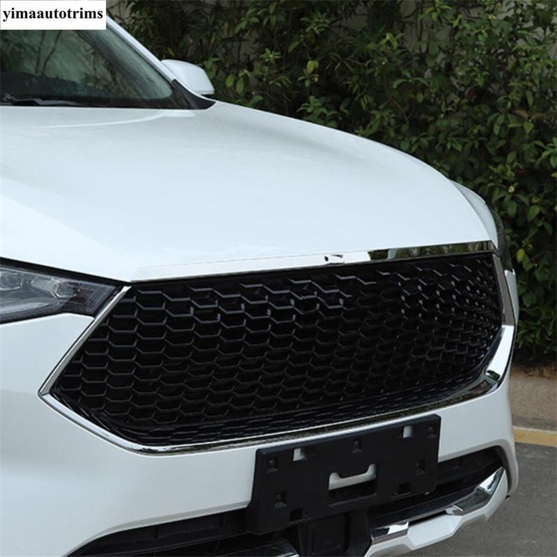 Front Hood Engine Strip / Bumper Below Grille Strip Decor Cover Trim For Haval F7 F7X 2018 -  Stainless Steel Accessories