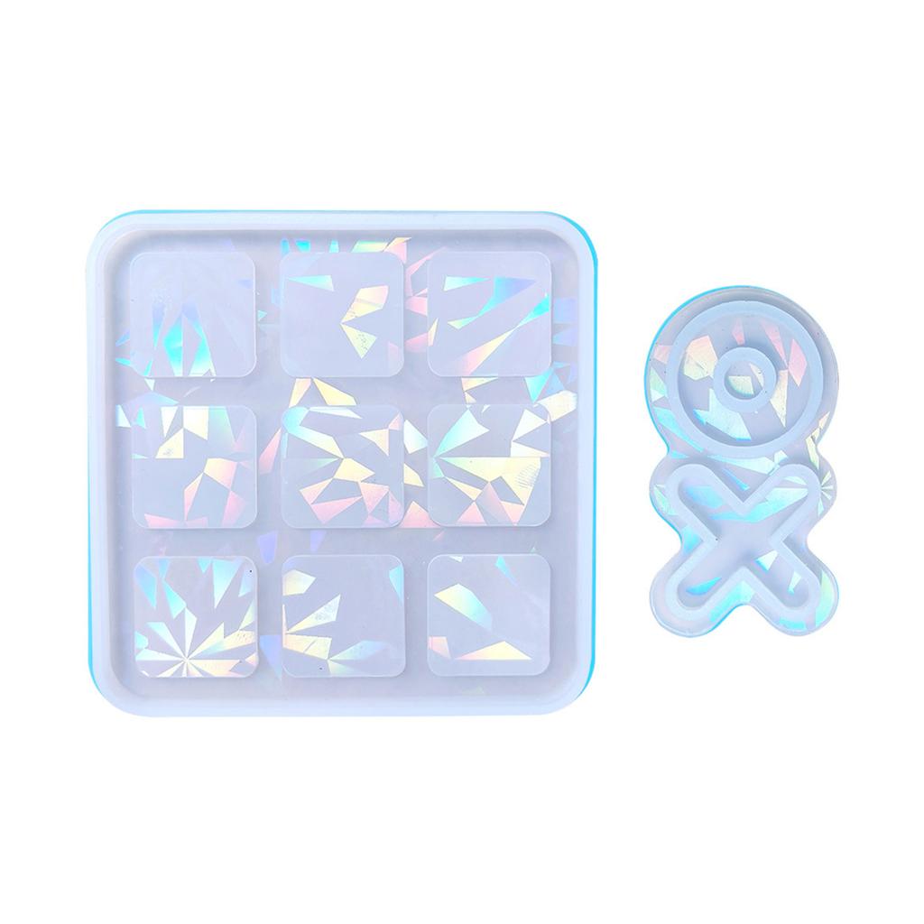 Silicone TicTacToe Mold Resin Game Casting Mould Holographic Chess Game Resin Mold XO Board Game Silicone Resin Mold Kit