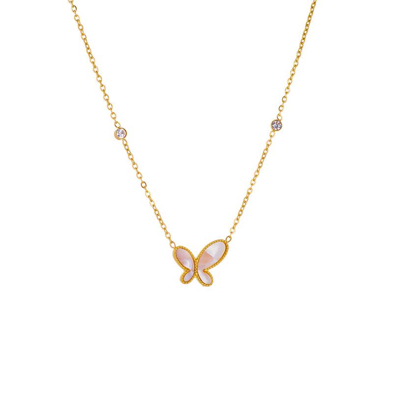 18K Gold-Plated Irregular Butterfly Diamond Necklace, Non-Fading, European & American Style Niche Design.