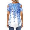 Women's Summer Fashion Casual Floral Print Off-the-shoulder V-neck Short-sleeved T-shirt Top