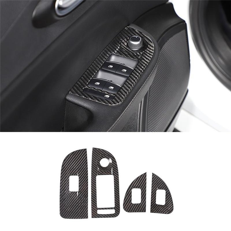 Dry Carbon Fiber Window Lift Switch Button Frame Cover Trim For Alfa Romeo Giulia 2017 2018   Car Accessories Kit